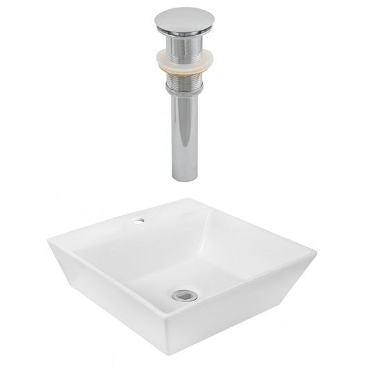 American Imaginations AI-14886 17" White Square Ceramic Above Counter Bathroom Vessel Sink Set