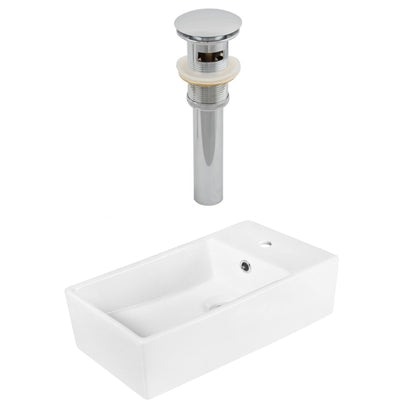 American Imaginations AI-14887 19" White Rectangular Ceramic Above Counter Bathroom Vessel Sink Set