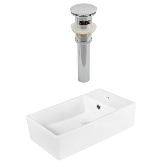 American Imaginations AI-14887 19" White Rectangular Ceramic Above Counter Bathroom Vessel Sink Set