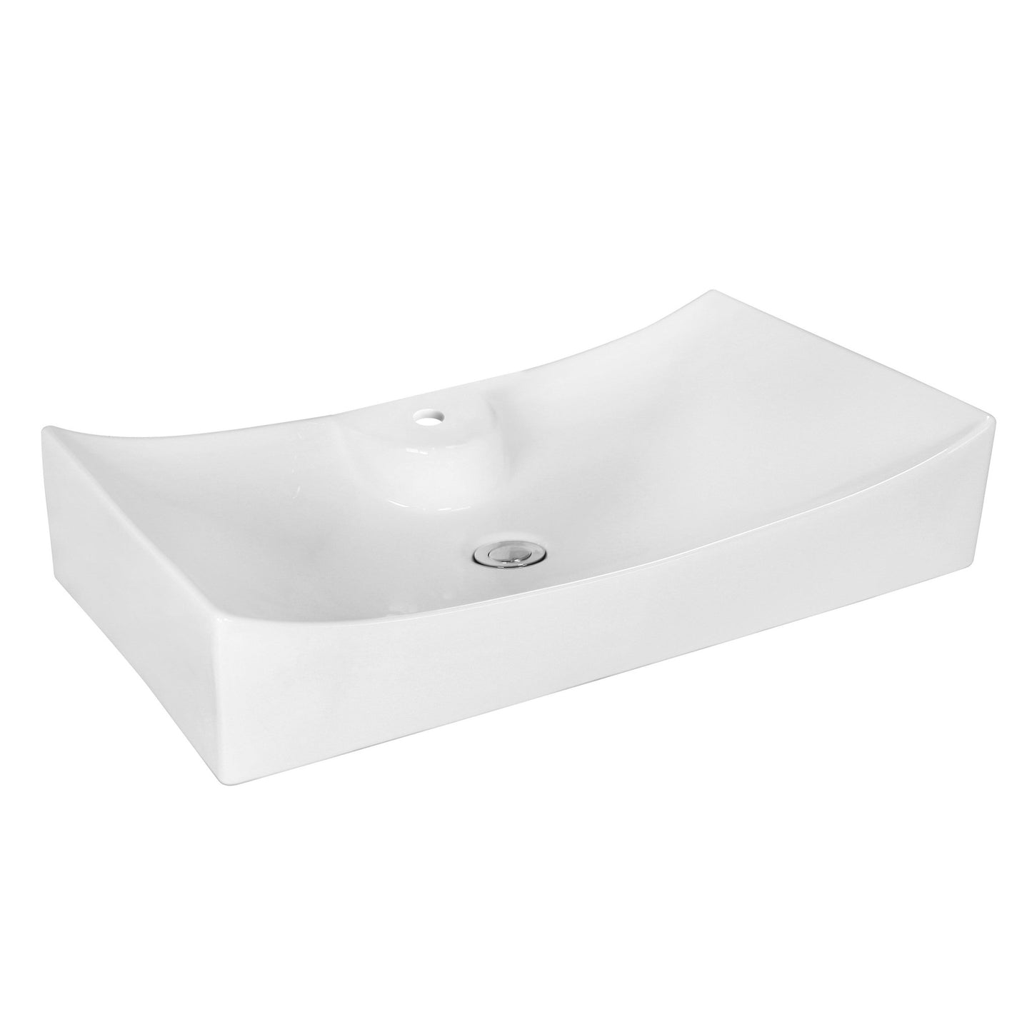 American Imaginations AI-14888 26" White Rectangular Ceramic Above Counter Bathroom Vessel Sink Set