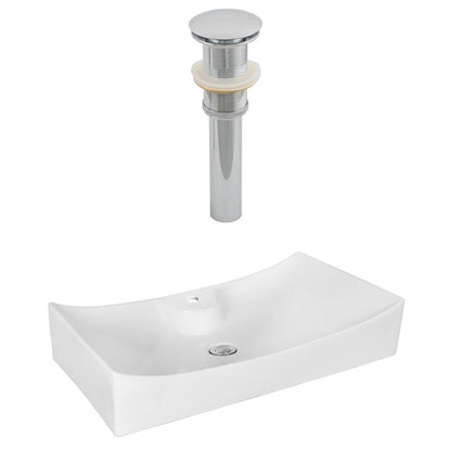 American Imaginations AI-14888 26" White Rectangular Ceramic Above Counter Bathroom Vessel Sink Set