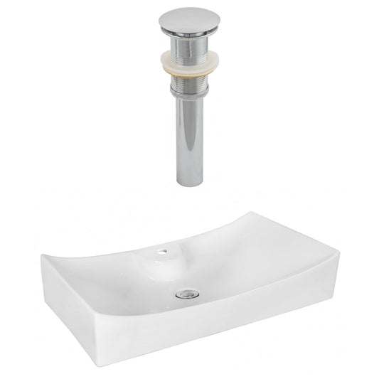 American Imaginations AI-14888 26" White Rectangular Ceramic Above Counter Bathroom Vessel Sink Set