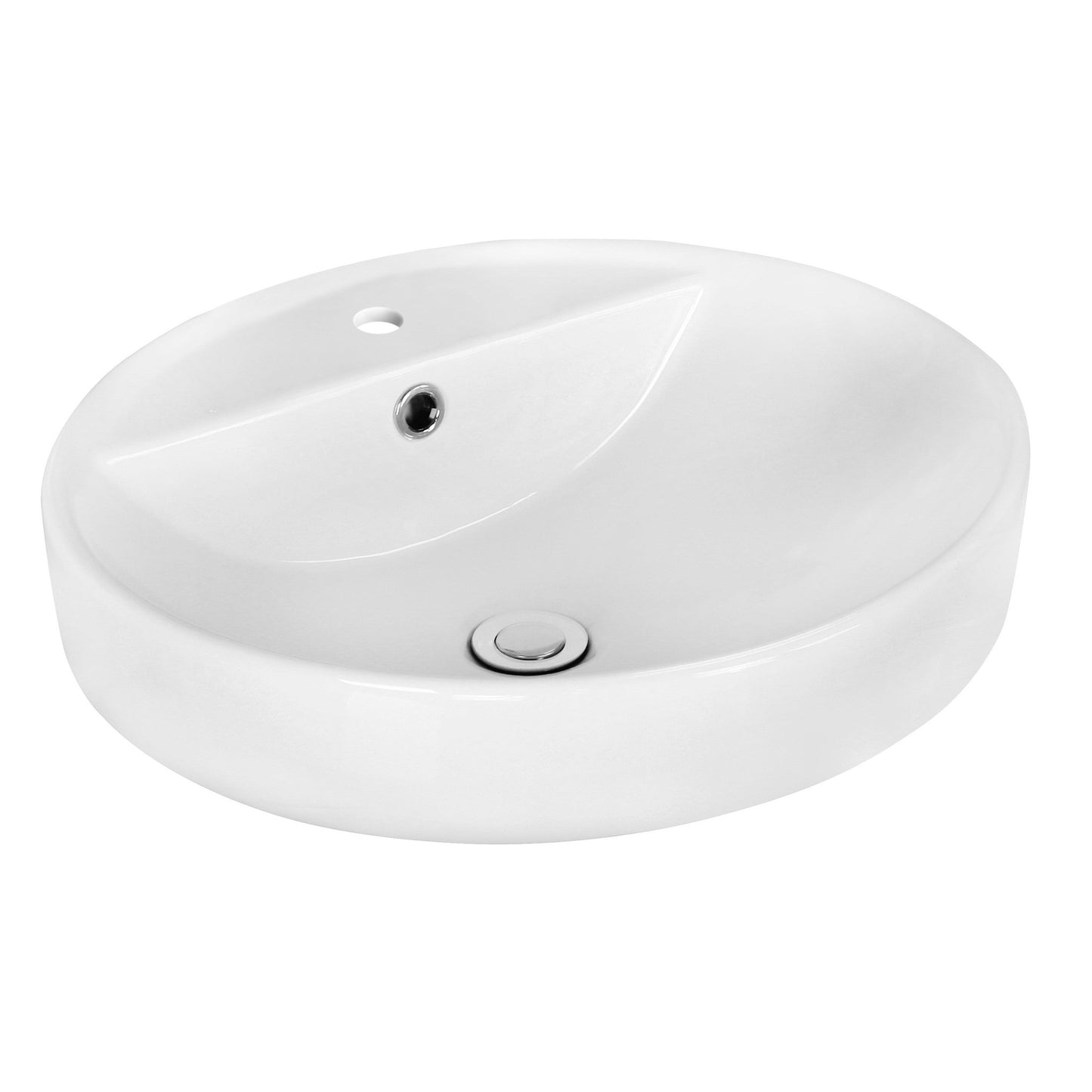 American Imaginations AI-14889 18" White Round Ceramic Above Counter Bathroom Vessel Sink Set