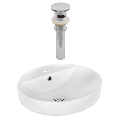 American Imaginations AI-14889 18" White Round Ceramic Above Counter Bathroom Vessel Sink Set
