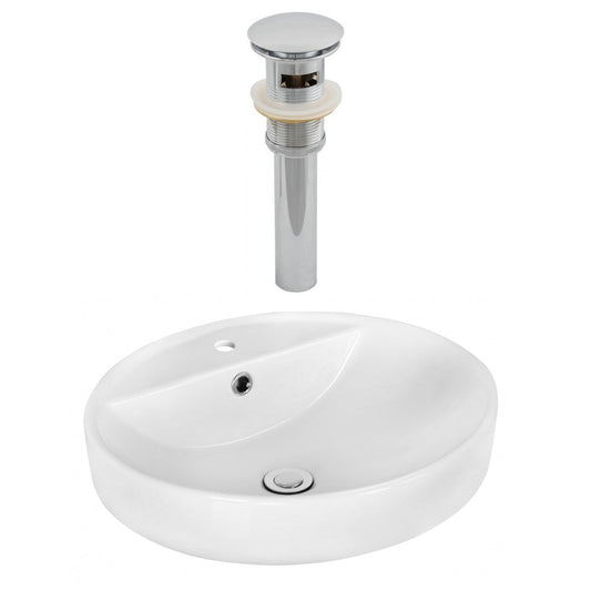 American Imaginations AI-14889 18" White Round Ceramic Above Counter Bathroom Vessel Sink Set