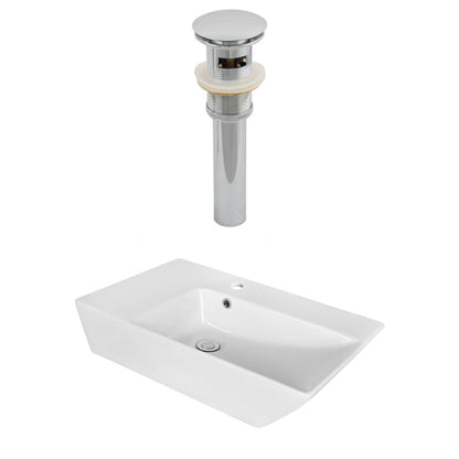 American Imaginations AI-14890 26" White Rectangular Ceramic Above Counter Bathroom Vessel Sink Set