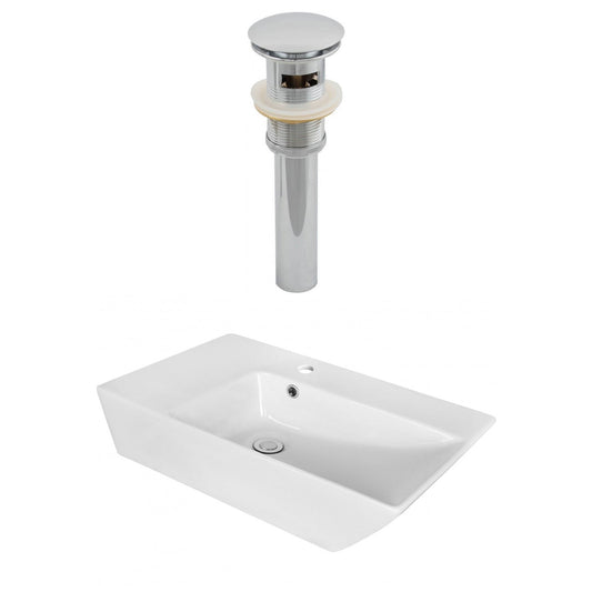 American Imaginations AI-14890 26" White Rectangular Ceramic Above Counter Bathroom Vessel Sink Set