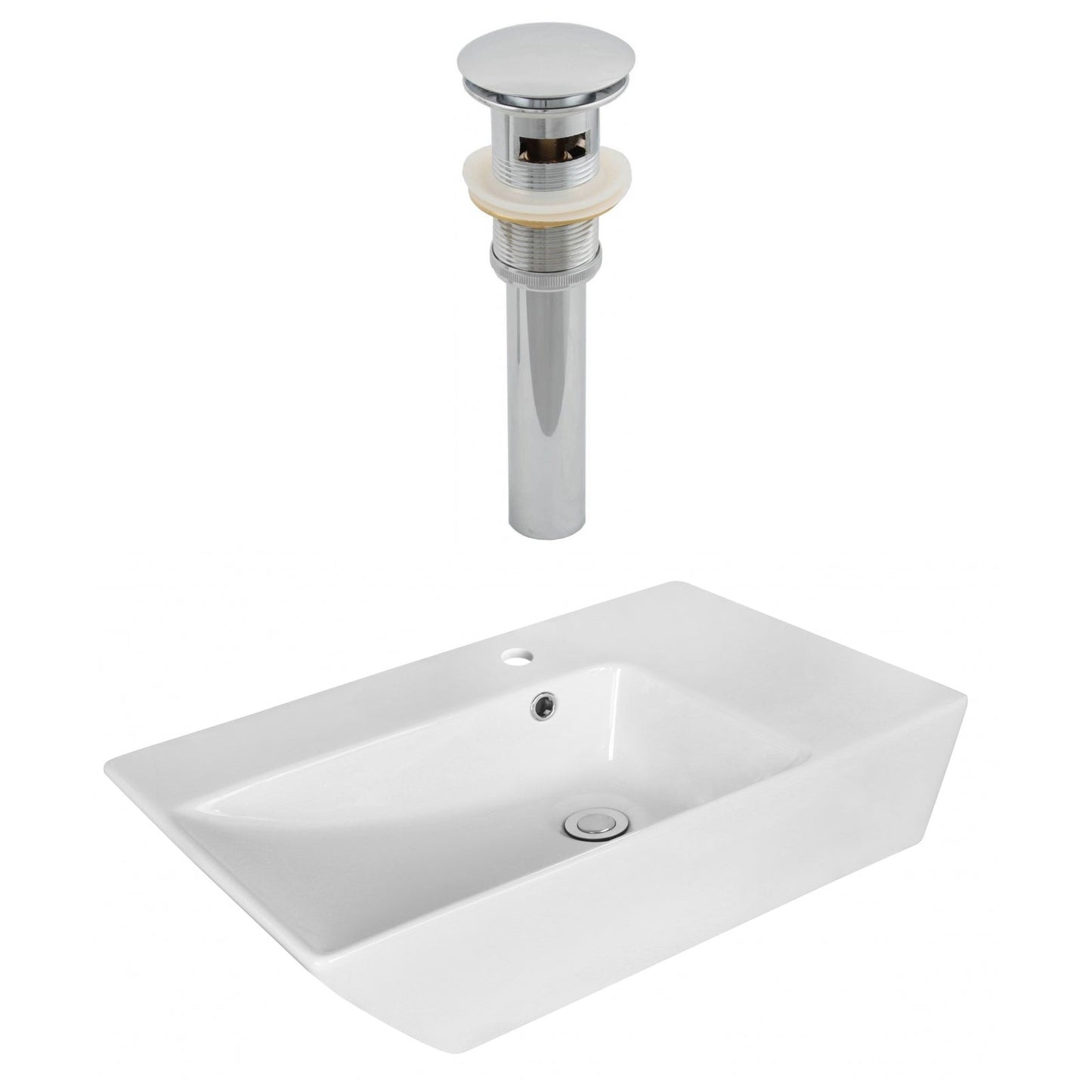 American Imaginations AI-14891 26" White Rectangular Ceramic Above Counter Bathroom Vessel Sink Set