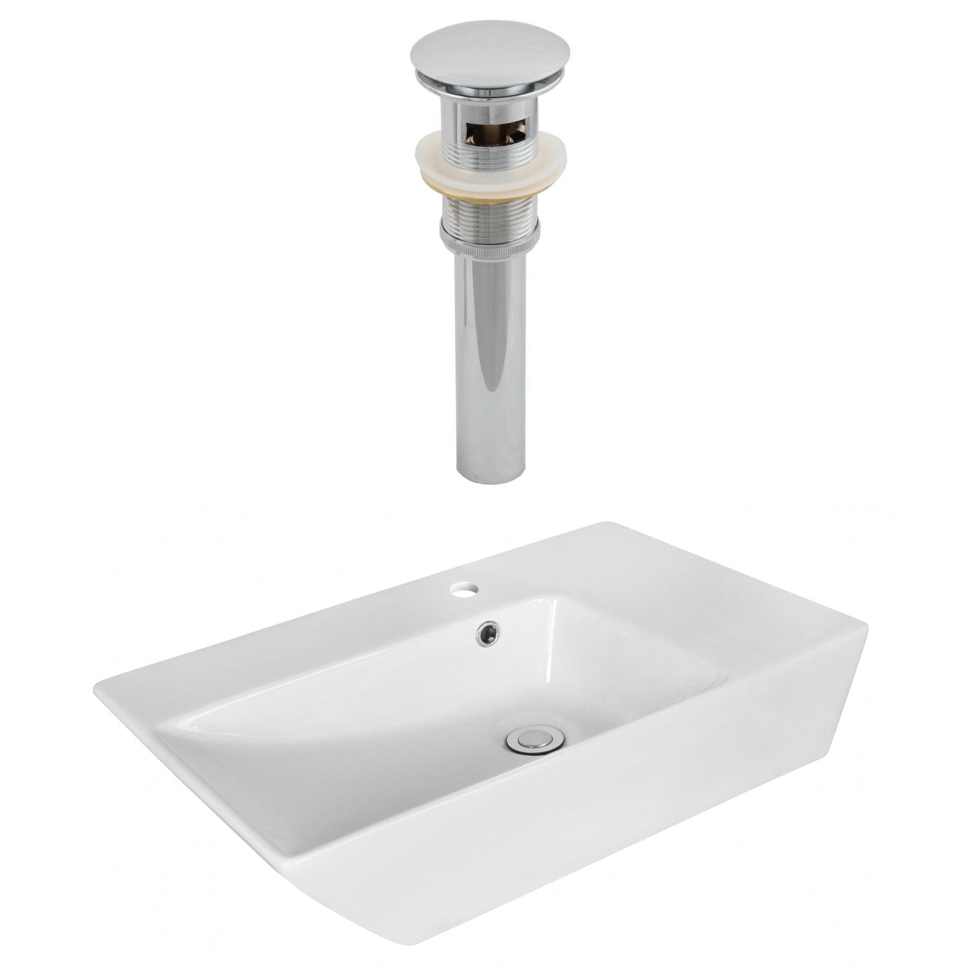 American Imaginations AI-14891 26" White Rectangular Ceramic Above Counter Bathroom Vessel Sink Set