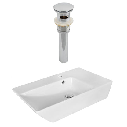 American Imaginations AI-14891 26" White Rectangular Ceramic Above Counter Bathroom Vessel Sink Set
