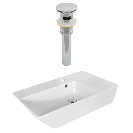 American Imaginations AI-14891 26" White Rectangular Ceramic Above Counter Bathroom Vessel Sink Set