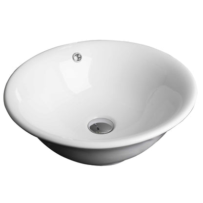 American Imaginations AI-14892 17" White Round Ceramic Above Counter Bathroom Vessel Sink Set