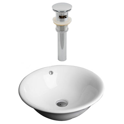 American Imaginations AI-14892 17" White Round Ceramic Above Counter Bathroom Vessel Sink Set