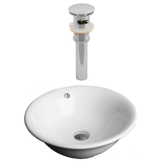 American Imaginations AI-14892 17" White Round Ceramic Above Counter Bathroom Vessel Sink Set