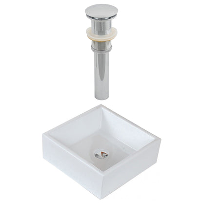 American Imaginations AI-14894 15" White Square Ceramic Above Counter Bathroom Vessel Sink Set