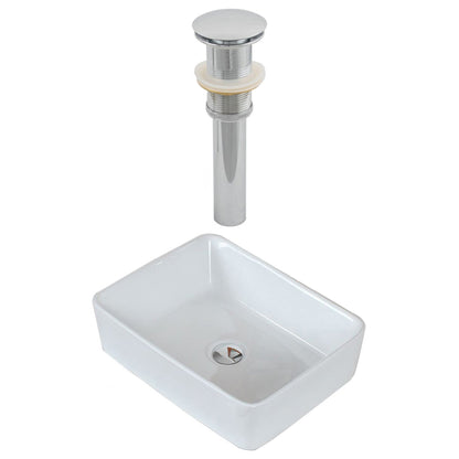 American Imaginations AI-14895 19" White Rectangular Ceramic Above Counter Bathroom Vessel Sink Set