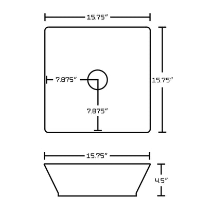 American Imaginations AI-14896 16" White Square Ceramic Above Counter Bathroom Vessel Sink Set