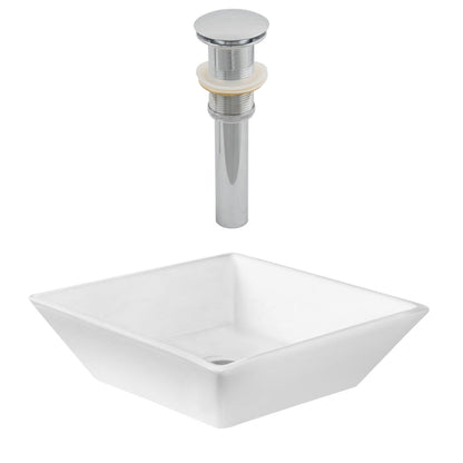 American Imaginations AI-14896 16" White Square Ceramic Above Counter Bathroom Vessel Sink Set