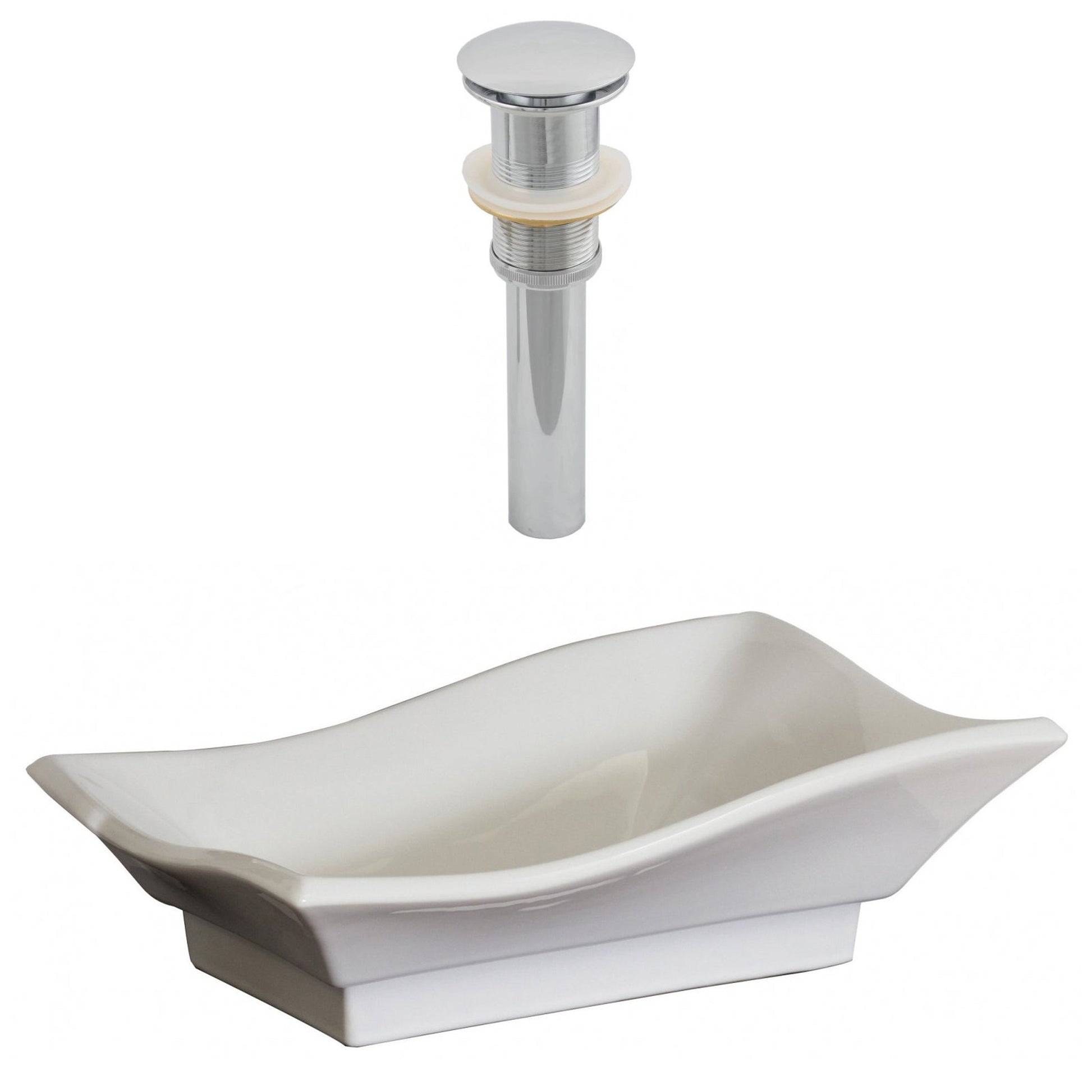 American Imaginations AI-14898 20" White Unique Ceramic Above Counter Bathroom Vessel Sink Set