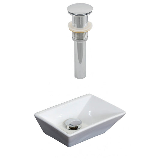 American Imaginations AI-14900 12" White Rectangular Ceramic Above Counter Bathroom Vessel Sink Set