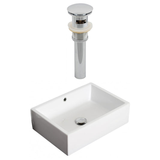 American Imaginations AI-14901 20" White Rectangular Ceramic Above Counter Bathroom Vessel Sink Set