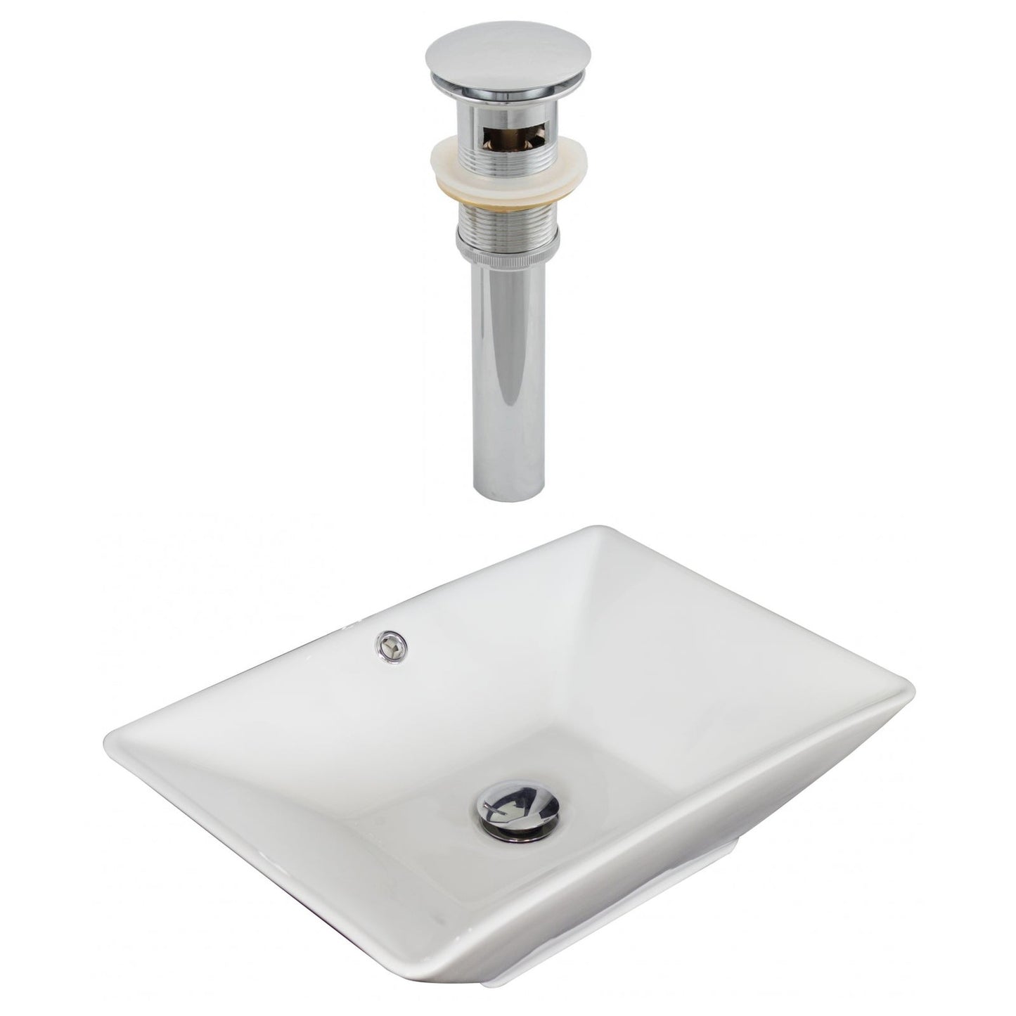 American Imaginations AI-14903 22" White Rectangular Ceramic Above Counter Bathroom Vessel Sink Set