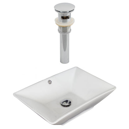 American Imaginations AI-14903 22" White Rectangular Ceramic Above Counter Bathroom Vessel Sink Set