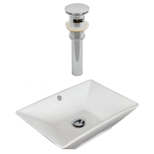 American Imaginations AI-14903 22" White Rectangular Ceramic Above Counter Bathroom Vessel Sink Set