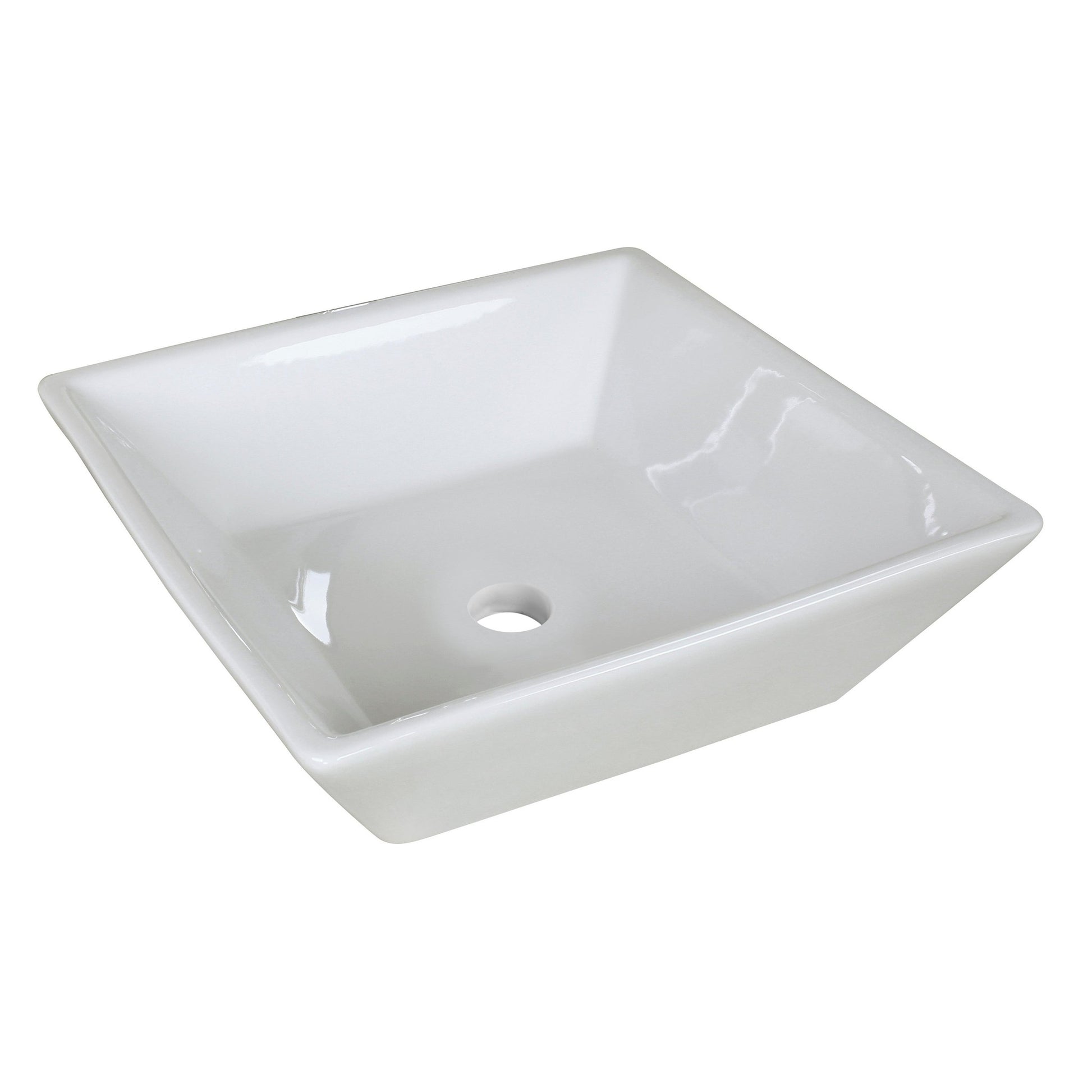 American Imaginations AI-14905 16" White Square Ceramic Above Counter Bathroom Vessel Sink Set