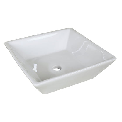 American Imaginations AI-14905 16" White Square Ceramic Above Counter Bathroom Vessel Sink Set