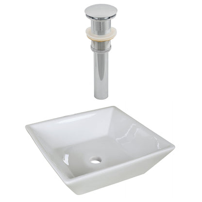 American Imaginations AI-14905 16" White Square Ceramic Above Counter Bathroom Vessel Sink Set