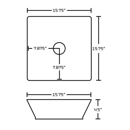 American Imaginations AI-14906 16" White Square Ceramic Above Counter Bathroom Vessel Sink Set