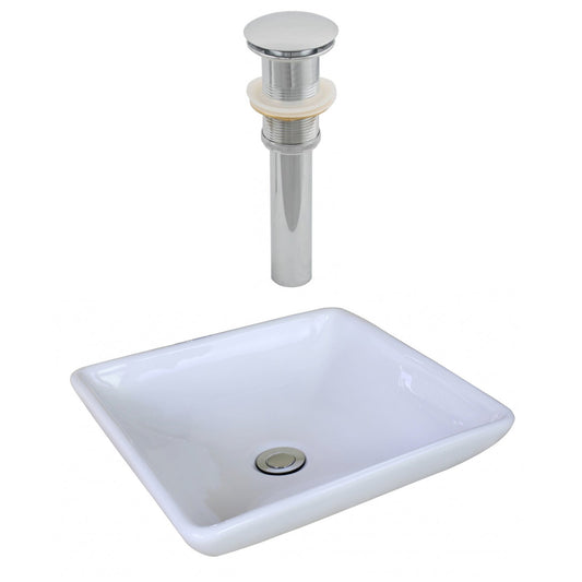 American Imaginations AI-14906 16" White Square Ceramic Above Counter Bathroom Vessel Sink Set