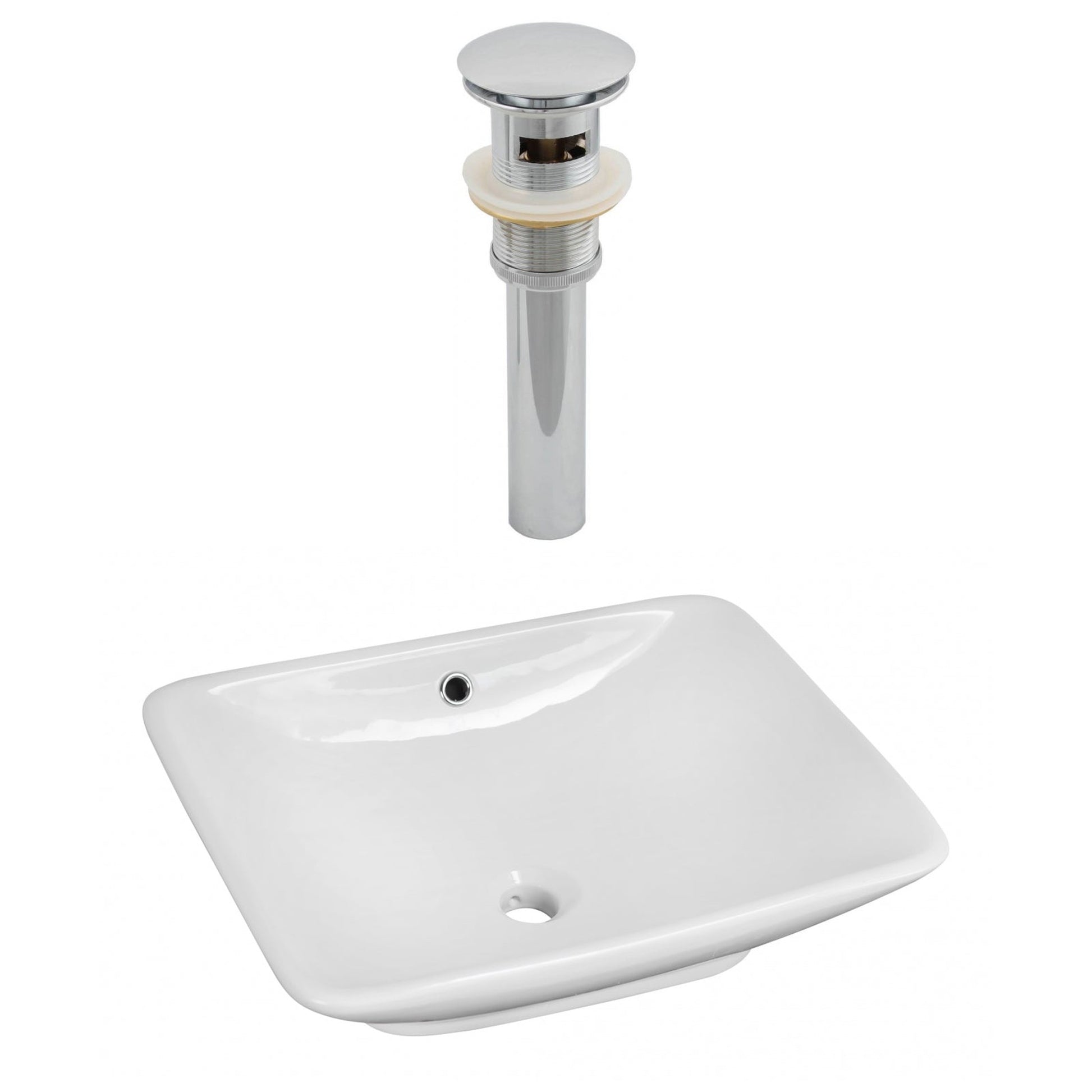 American Imaginations AI-14907 22" White Rectangular Ceramic Above Counter Bathroom Vessel Sink Set
