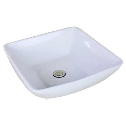 American Imaginations AI-14908 17" White Square Ceramic Above Counter Bathroom Vessel Sink Set