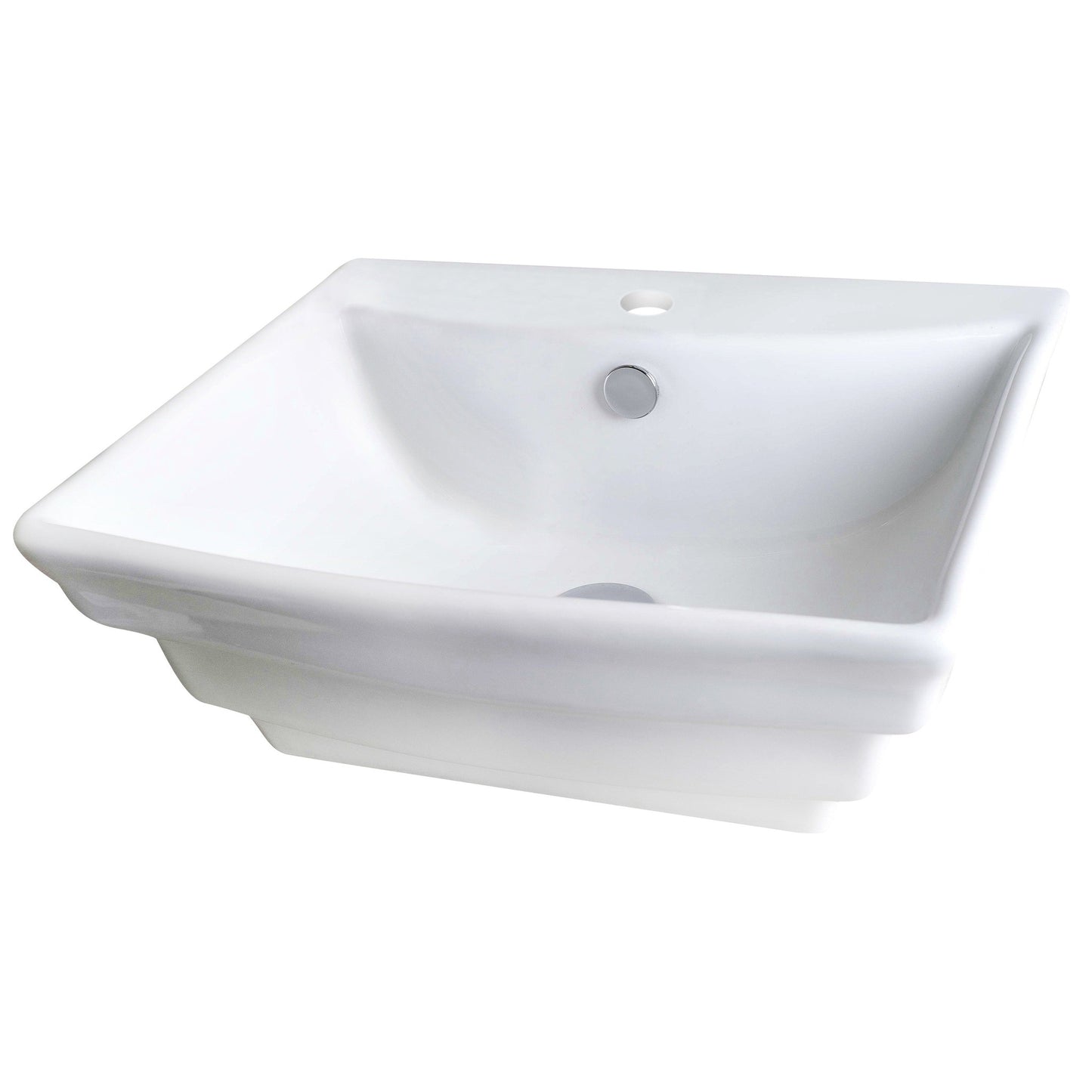 American Imaginations AI-14909 20" White Rectangular Ceramic Above Counter Bathroom Vessel Sink Set