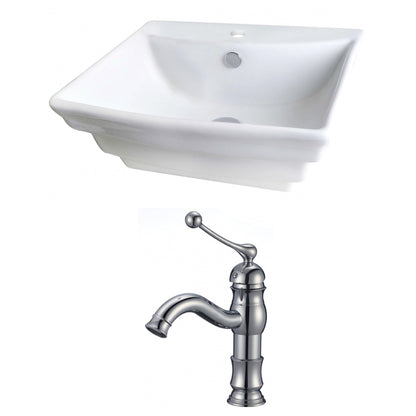 American Imaginations AI-14915 20" White Rectangular Ceramic Above Counter Bathroom Vessel Sink Set