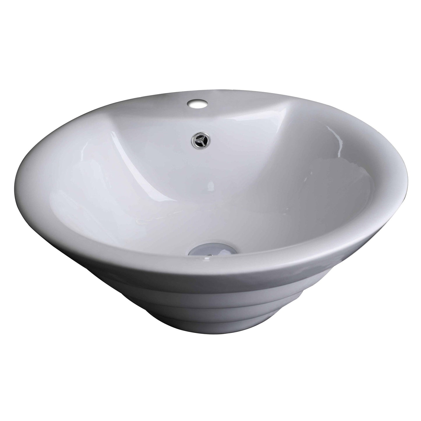 American Imaginations AI-14917 19" White Round Ceramic Above Counter Bathroom Vessel Sink Set