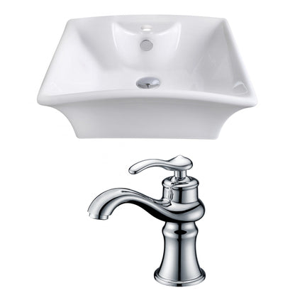 American Imaginations AI-14924 20" White Rectangular Ceramic Above Counter Bathroom Vessel Sink Set