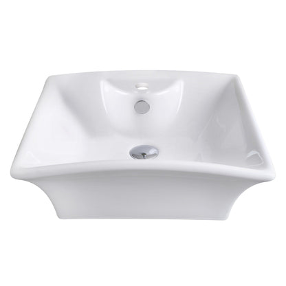 American Imaginations AI-14925 20" White Rectangular Ceramic Above Counter Bathroom Vessel Sink Set