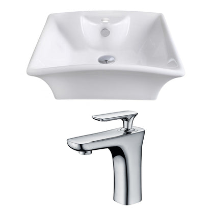 American Imaginations AI-14926 20" White Rectangular Ceramic Above Counter Bathroom Vessel Sink Set