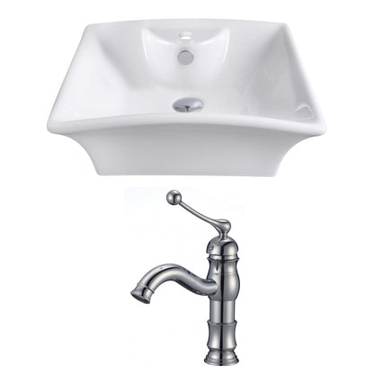 American Imaginations AI-14929 20" White Rectangular Ceramic Above Counter Bathroom Vessel Sink Set
