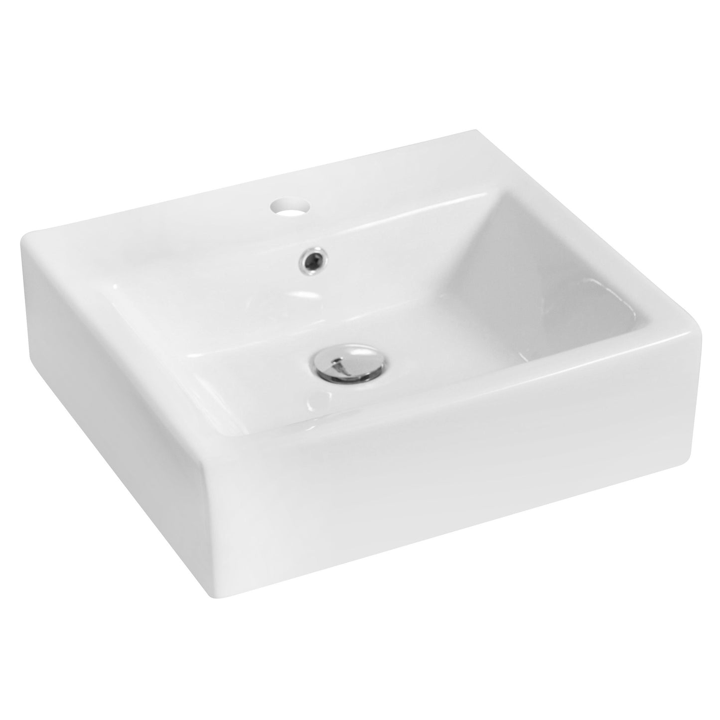 American Imaginations AI-14932 21" White Rectangular Ceramic Above Counter Bathroom Vessel Sink Set