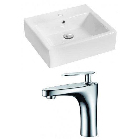 American Imaginations AI-14932 21" White Rectangular Ceramic Above Counter Bathroom Vessel Sink Set
