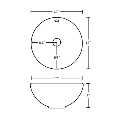 American Imaginations AI-14937 17" White Round Ceramic Above Counter Bathroom Vessel Sink Set