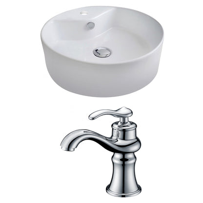 American Imaginations AI-14944 18" White Round Ceramic Above Counter Bathroom Vessel Sink Set