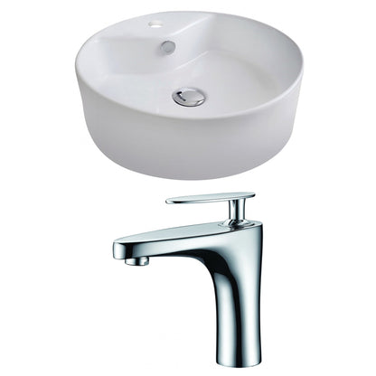American Imaginations AI-14945 18" White Round Ceramic Above Counter Bathroom Vessel Sink Set