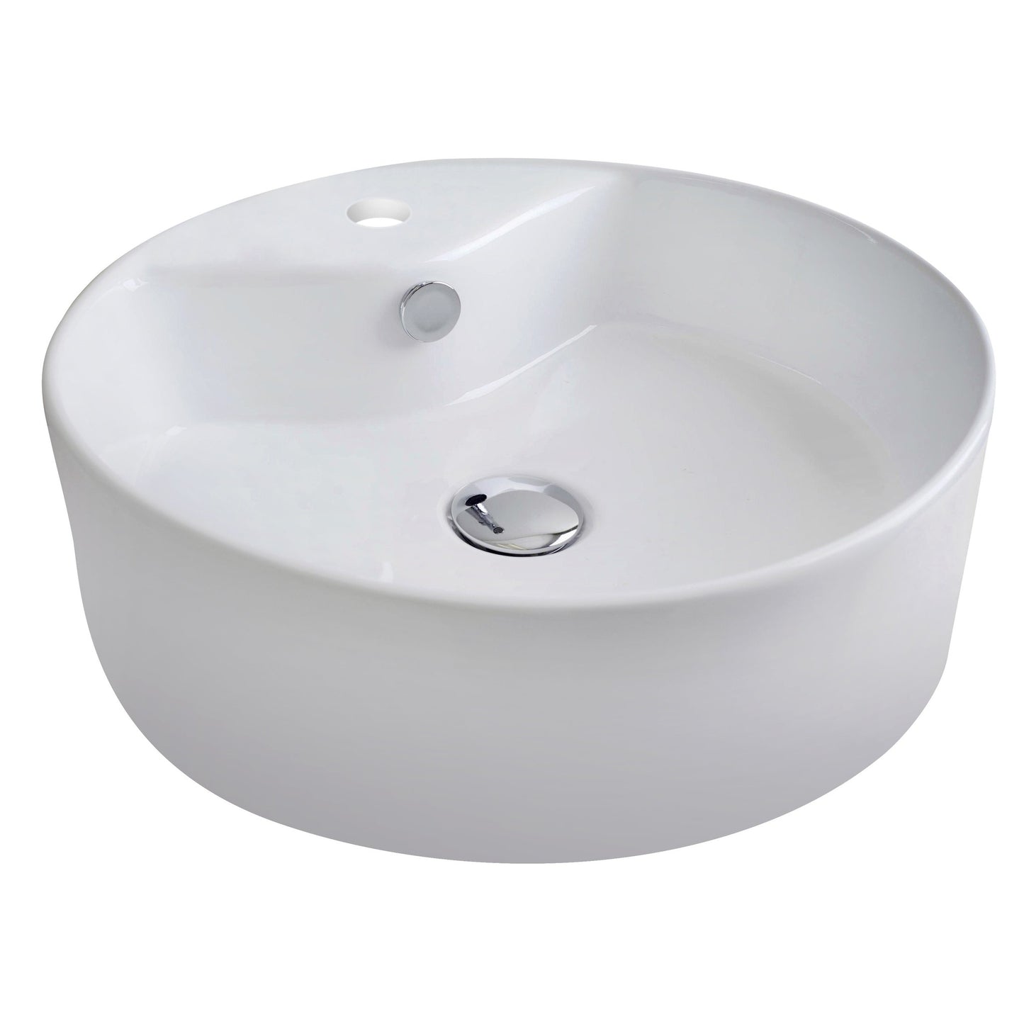 American Imaginations AI-14947 18" White Round Ceramic Above Counter Bathroom Vessel Sink Set