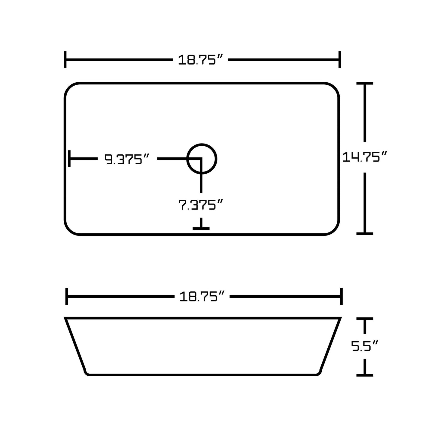American Imaginations AI-14955 19" White Rectangular Ceramic Above Counter Bathroom Vessel Sink Set