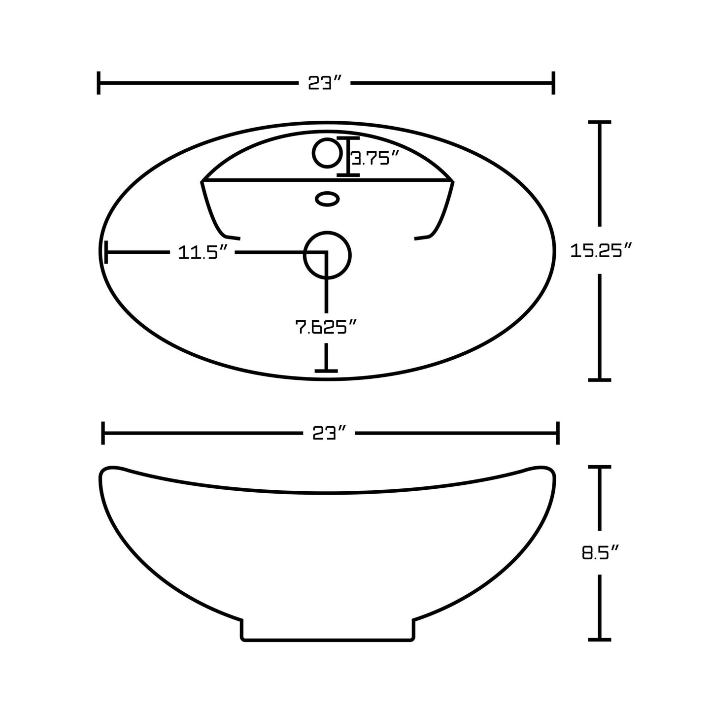 American Imaginations AI-14958 23" White Oval Ceramic Above Counter Bathroom Vessel Sink Set